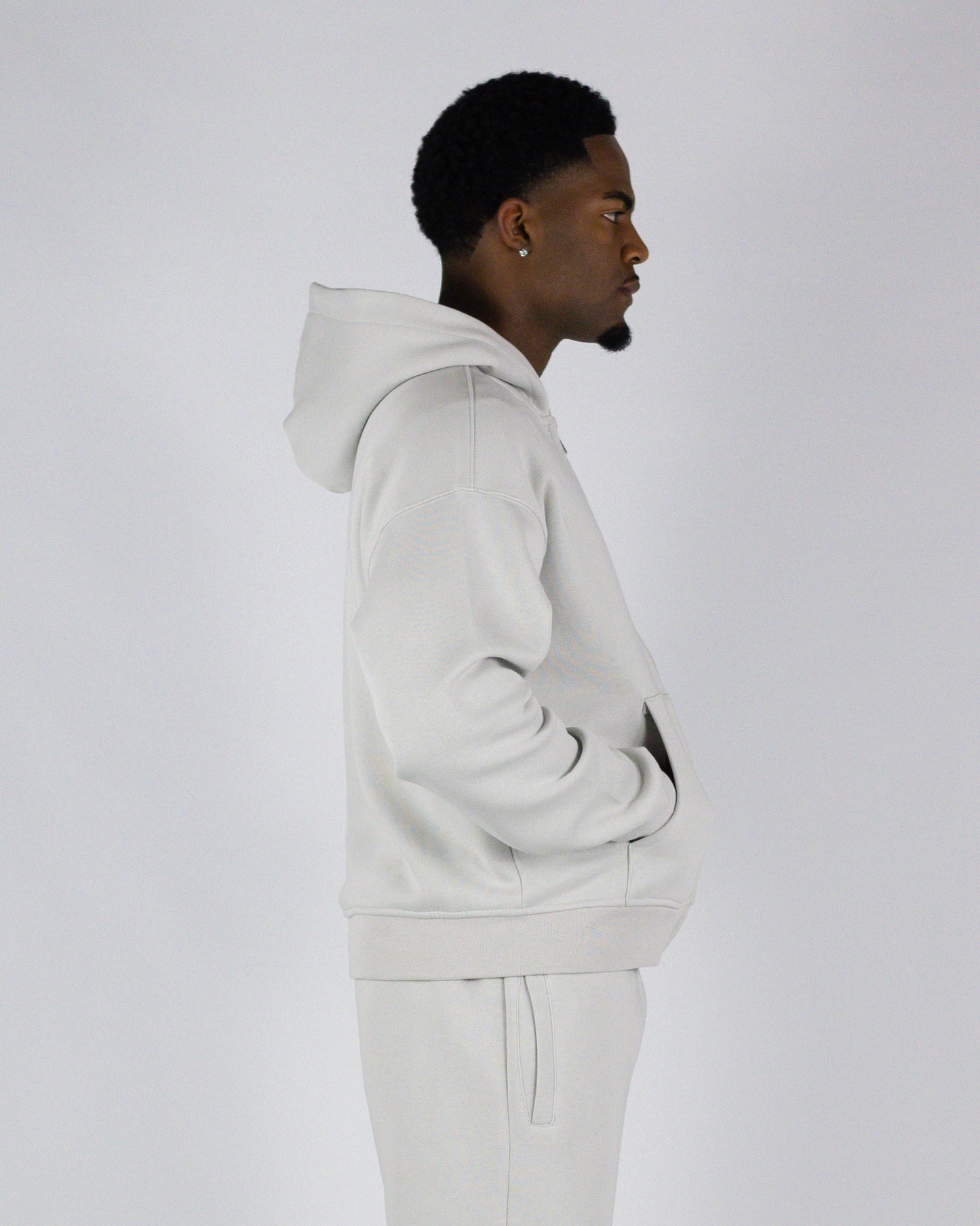 Zip Hoodie -  Light Grey