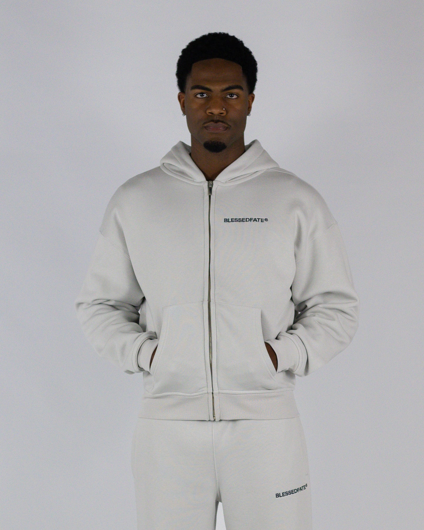 Zip Hoodie -  Light Grey